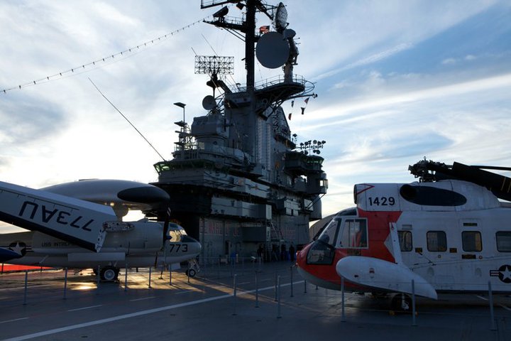 Corporate event held on an aircraft carrier deck